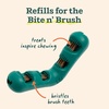 image:imageWOOF  Bite n Brush Refills Treats for the Dog Toothbrush Toy  Scrub Plaque and Tartar from Your Dogs Teeth and Mouth  Dog Dental Sticks  18 Refills  Chicken2 Pack Beef