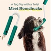 image:imageWOOF Nomchucks  Puzzle Feeder Enrichment Dog Toy and Tug Toy with 3 Interactive Zones  Designed with LongLasting Nylon Rope and Natural Rubber  for Gentle Chewers  Pairs Puzzle Treats