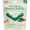 image:imageWOOF  Bite n Brush Refills Treats for the Dog Toothbrush Toy  Scrub Plaque and Tartar from Your Dogs Teeth and Mouth  Dog Dental Sticks  18 Refills  ChickenBeef