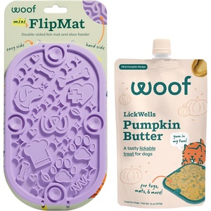 image:imageWOOF FlipMat Mini EasytoClean Lick Mat for Small Dogs amp Travel  LickWells Pumpkin Butter  Dog Lick Mat Spread and Meal Topper for the FlipMat and LickMat