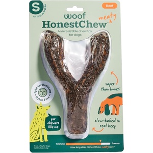 image:imageWOOF HonestChew Meaty Antler Dog Chews  Made with Real Beef Outer Layer and Natural PlantBased Ingredients Core  SplinterResistant  Safer Than Rawhide and Dog Bones  SmallYGnawt