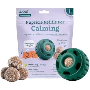 image:imageWOOF Pupsicle Calming Starter Kit  Pupsicle and Calming Pops Bundle  LongLasting Interactive Dog Toy  7 Refills with Thiamine Tryptophan Passion Flower for Medium and Large Dogs 2575 lbs