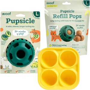 image:imageWOOF Starter Pack  Interactive Dog Ball Toy for Boredom  Dog Treat Molds Silicone  ChickenFlavored Healthy Treats for Dogs  Pupsicle Doggy Enrichment Toy  for Large Pups  2575 lbsLg Pupsicle  Lg Tray  Lg Chicken Pops