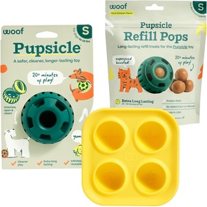 image:imageWOOF Starter Pack  Interactive Dog Ball Toy for Boredom  Dog Treat Molds Silicone  ChickenFlavored Healthy Treats for Dogs  Pupsicle Doggy Enrichment Toy  for Large Pups  2575 lbsSm Pupsicle  Sm Tray  Sm Chicken Pops