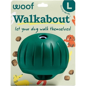 image:imageWOOF Walkabout  Enrichment Dog Toys Puzzle and Treat Dispenser  Adjustable Difficulty for Kibble and Treats  Durable Rubber  Easy to Clean  LargeLarge Green