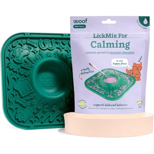 image:imageWoof Lick Mat and Calming LickMix Starter Pack Bundle  Dog Enrichment and Spread  Slow Feeder Mat with NonSlip Design  Delicious Lower Calorie Mix Green